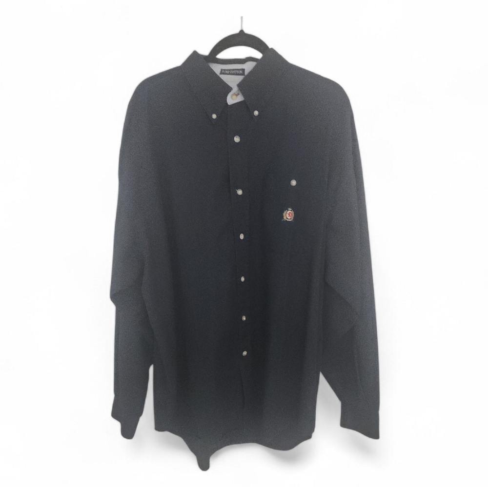 BB Classics Pure Cotton Men's Dark Blue Button Down Dress Shirt Size XL